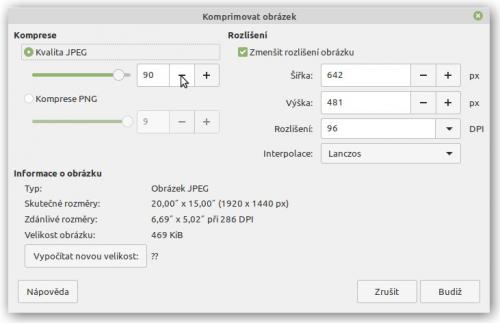 Komprimace Dialog